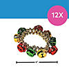 6" Green, Red & Gold Jingle Bell Beaded Elastic Bracelets - 12 Pc. Image 2