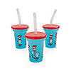 6 oz. Mini Dr. Seuss&#8482; The Cat in the Hat&#8482; Reusable BPA-Free Plastic Cups with Lids & Straws - 12 Ct. Image 1