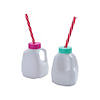 6 oz. Mini Milk Carton-Shaped Reusable BPA-Free Plastic Cups with Lids & Straws - 12 Ct. Image 1