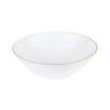 6 oz. White with Gold Rim Organic Round Disposable Plastic Dessert Bowls (90 Bowls) Image 1