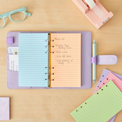 6 Pack Colored A6 Refill Paper for 6-Ring Binder, Planner, Loose Leaf Colored Lined Paper Insert (240 Sheets/480 Pages) Image 1