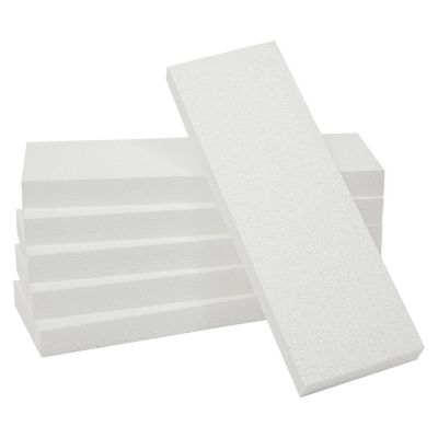 6 Pack Foam Rectangle Blocks for Crafts, 12x4x1 in, White Image 1