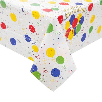 6 Pack Happy Birthday Plastic Tablecloths, 108"x54" Rectangle Disposable Covers for Parties Image 2