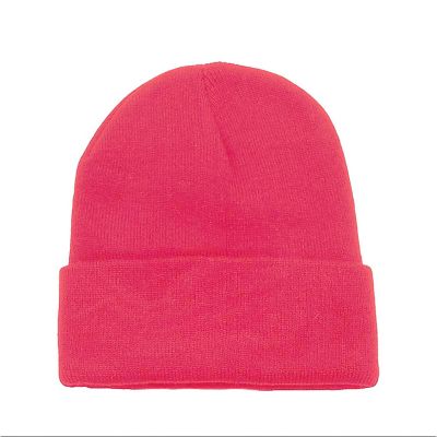 6 Pack Plain Long Cuffed Beanie for Mens and Womens Skulls (Hot Pink) Image 1