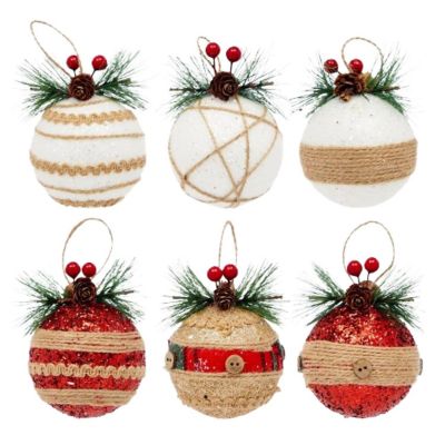 6-Pack Rustic Christmas Ornaments - Festive Tree Decorations for Holiday Home D&amp;#233;cor Image 1