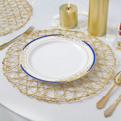 6 pcs 15" wide Round Metallic String Placemats Wedding Party Table Decorations Image 2