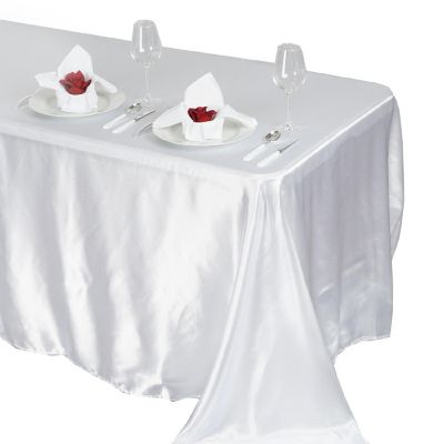 6 pcs 90x132" SATIN Rectangular TABLECLOTHS Wedding Party Catering Decorations Image 1