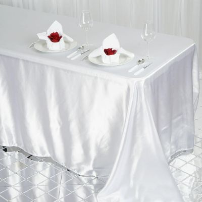 6 pcs 90x132" SATIN Rectangular TABLECLOTHS Wedding Party Catering Decorations Image 2
