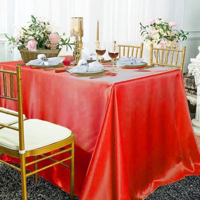 6 pcs 90x132" SATIN Rectangular TABLECLOTHS Wedding Party Catering Decorations Image 2