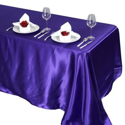 6 pcs 90x132" SATIN Rectangular TABLECLOTHS Wedding Party Catering Decorations Image 1