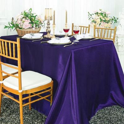 6 pcs 90x132" SATIN Rectangular TABLECLOTHS Wedding Party Catering Decorations Image 2