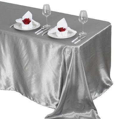 6 pcs 90x132" SATIN Rectangular TABLECLOTHS Wedding Party Catering Decorations Image 1