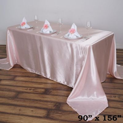 6 Pcs 90X156" Satin Rectangular Tablecloths Wedding Catering Dining Decorations Image 1
