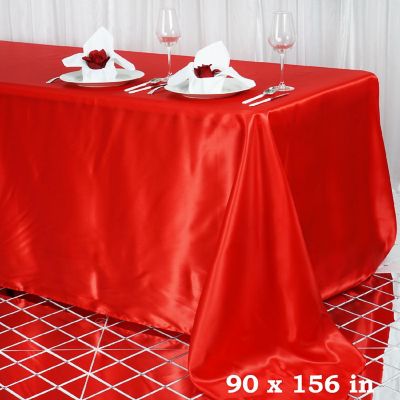 6 Pcs 90X156" Satin Rectangular Tablecloths Wedding Catering Dining Decorations Image 2