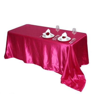 6 Pcs 90X156" Satin Rectangular Tablecloths Wedding Catering Dining Decorations Image 1