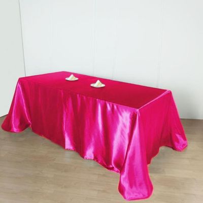 6 Pcs 90X156" Satin Rectangular Tablecloths Wedding Catering Dining Decorations Image 2