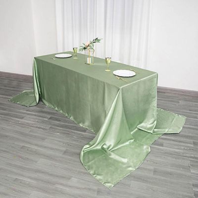 6 Pcs 90X156" Satin Rectangular Tablecloths Wedding Catering Dining Decorations Image 2