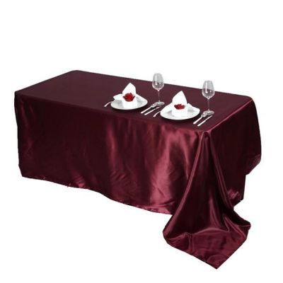 6 Pcs 90X156" Satin Rectangular Tablecloths Wedding Catering Dining Decorations Image 1