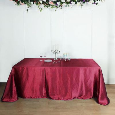 6 Pcs 90X156" Satin Rectangular Tablecloths Wedding Catering Dining Decorations Image 2