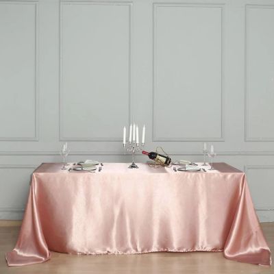 6 Pcs 90X156" Satin Rectangular Tablecloths Wedding Catering Dining Decorations Image 2