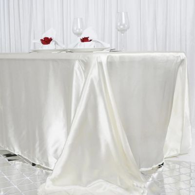 6 Pcs 90X156" Satin Rectangular Tablecloths Wedding Catering Dining Decorations Image 2