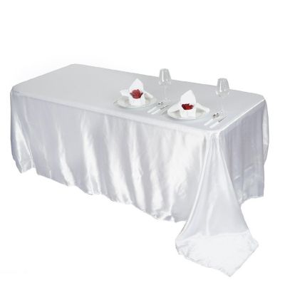 6 Pcs 90X156" Satin Rectangular Tablecloths Wedding Catering Dining Decorations Image 1