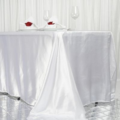 6 Pcs 90X156" Satin Rectangular Tablecloths Wedding Catering Dining Decorations Image 2