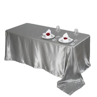 6 Pcs 90X156" Satin Rectangular Tablecloths Wedding Catering Dining Decorations Image 1