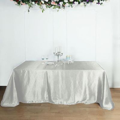 6 Pcs 90X156" Satin Rectangular Tablecloths Wedding Catering Dining Decorations Image 2