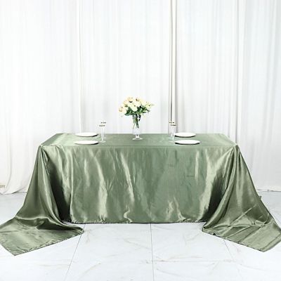 6 Pcs 90X156" Satin Rectangular Tablecloths Wedding Catering Dining Decorations Image 2
