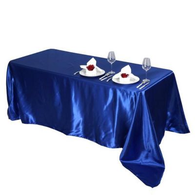 6 Pcs 90X156" Satin Rectangular Tablecloths Wedding Catering Dining Decorations Image 1