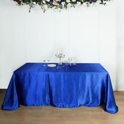 6 Pcs 90X156" Satin Rectangular Tablecloths Wedding Catering Dining Decorations Image 2