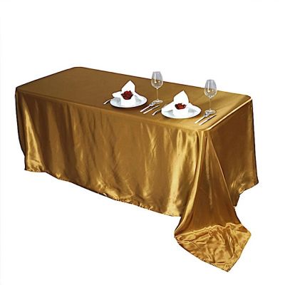 6 Pcs 90X156" Satin Rectangular Tablecloths Wedding Catering Dining Decorations Image 1