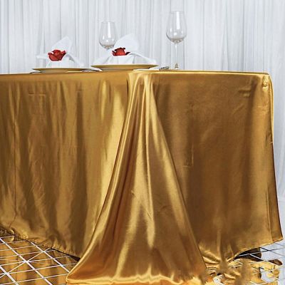 6 Pcs 90X156" Satin Rectangular Tablecloths Wedding Catering Dining Decorations Image 2