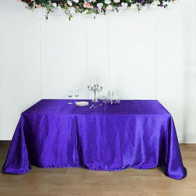 6 Pcs 90X156" Satin Rectangular Tablecloths Wedding Catering Dining Decorations Image 2