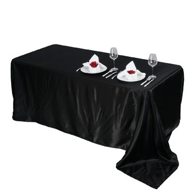 6 Pcs 90X156" Satin Rectangular Tablecloths Wedding Catering Dining Decorations Image 1