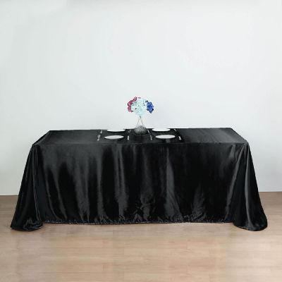 6 Pcs 90X156" Satin Rectangular Tablecloths Wedding Catering Dining Decorations Image 2