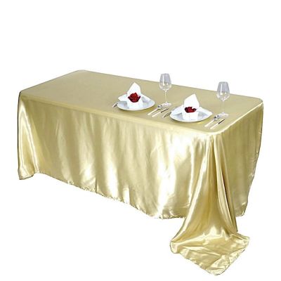 6 Pcs 90X156" Satin Rectangular Tablecloths Wedding Catering Dining Decorations Image 1