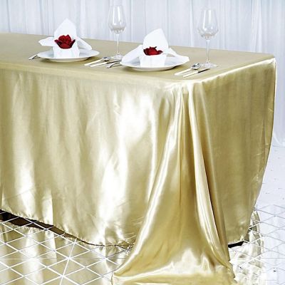 6 Pcs 90X156" Satin Rectangular Tablecloths Wedding Catering Dining Decorations Image 2