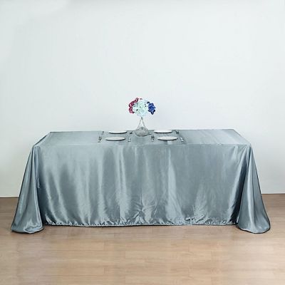 6 Pcs 90X156" Satin Rectangular Tablecloths Wedding Catering Dining Decorations Image 2