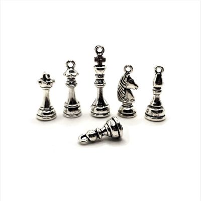 6 Piece Set - Silver Chess Set Charms Image 1