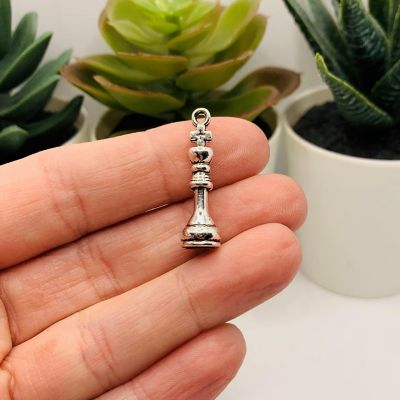 6 Piece Set - Silver Chess Set Charms Image 1