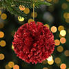 6" Red Glittered Pine Christmas Ball Ornament Image 1