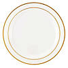 6" White with Gold Edge Rim Plastic Pastry Plates (110 Plates) Image 1