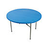 60" Blue Fitted Round Plastic Tablecloth Image 1