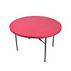 60" Classic Red Solid Color Fitted Round Disposable Plastic Tablecloth Image 1