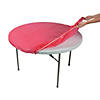 60" Classic Red Solid Color Fitted Round Disposable Plastic Tablecloth Image 1
