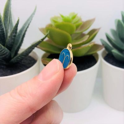 60 Pcs Aqua Blue Round Zodiac Charms Image 3