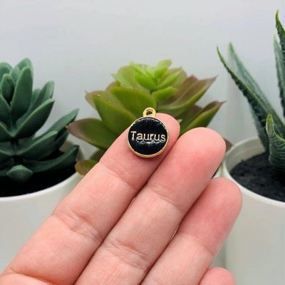60 Pcs Black Round Zodiac Charms Image 3