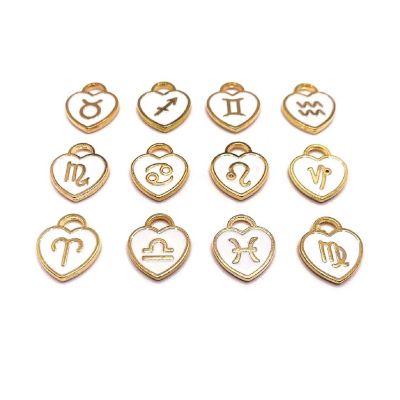 60 Pcs White Astrology Heart Charms Image 1